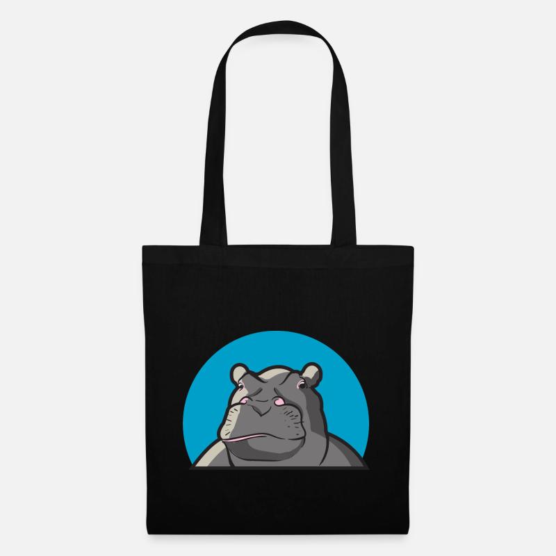 Hippo Nilpferd - Stoffbeutel - Schwarz