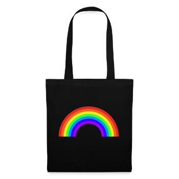 Regenbogen Groß - Stoffbeutel - Schwarz - Vorne