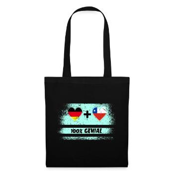Deutschland und Chile 100% Genial / Geschenk - Stoffbeutel - Schwarz - Vorne