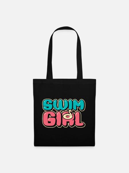 Schwimmen Mädchen - Stoffbeutel - Schwarz