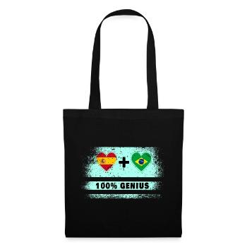 Spain and Brazil flag 100% genius - Tote Bag - black - Front