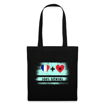 Drapeau France et Albanie 100% génial - Sac en tissu - noir - Devant