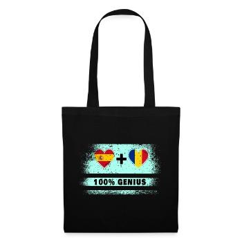 Spain and Romania flag 100% genius - Tote Bag - black - Front