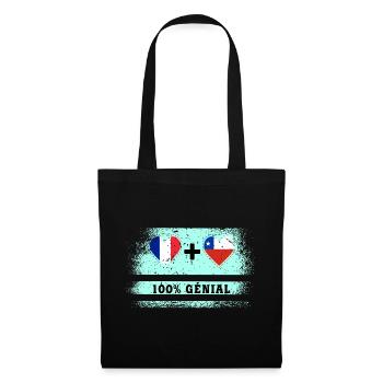 Drapeau France et Chili 100% génial - Sac en tissu - noir - Devant