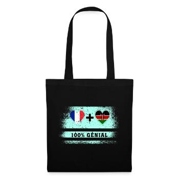 Drapeau France et Kenya 100% génial - Sac en tissu - noir - Devant