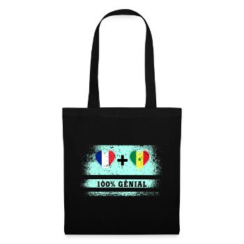 Drapeau France et Sénégal 100% génial - Sac en tissu - noir - Devant