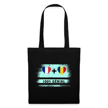 Drapeau de la France et de la Roumanie 100% génial - Sac en tissu - noir - Devant