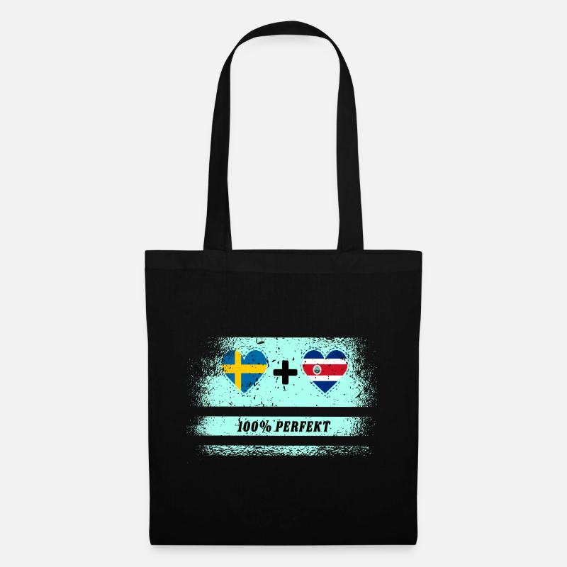Costa Rica & Schweden 100% perfekt / Geschenk - Stoffbeutel - Schwarz