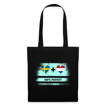 Niederlande und Schweden 100% perfekt / Geschenk - Stoffbeutel - Schwarz - Vorne