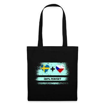 Tschechien und Schweden 100% perfekt / Geschenk - Stoffbeutel - Schwarz - Vorne