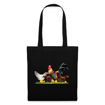 stately rooster with chickens on the chicken farm - Tote Bag - black - Front
