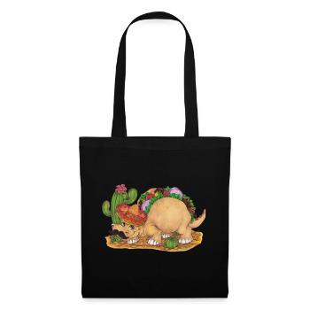 TacoSaurus Dinosaurier als Taco mit Hut und Bart - Stoffbeutel - Schwarz - Vorne