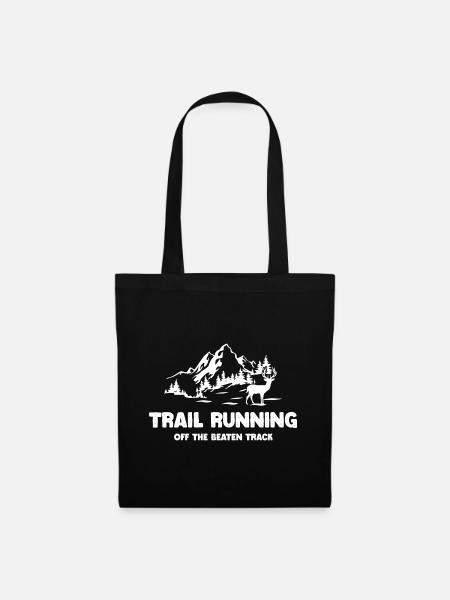 Trailrunning - abseits der ausgetretenen Pfade - Stoffbeutel - Schwarz