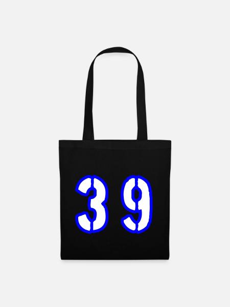 39 Zahl Symbol - Stoffbeutel - Schwarz