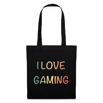 I Love Gaming Wasserfarben - Stoffbeutel - Schwarz - Vorne