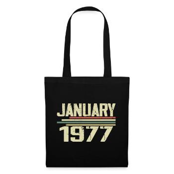 Januar 1977 - Geburtstagsgeschenk Januar 1977 - Stoffbeutel - Schwarz - Vorne