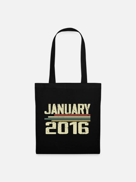 Januar 2016 - Geburtstagsgeschenk Januar 2016 - Stoffbeutel - Schwarz