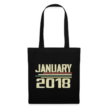 Januar 2018 - Geburtstagsgeschenk Januar 2018 - Stoffbeutel - Schwarz - Vorne