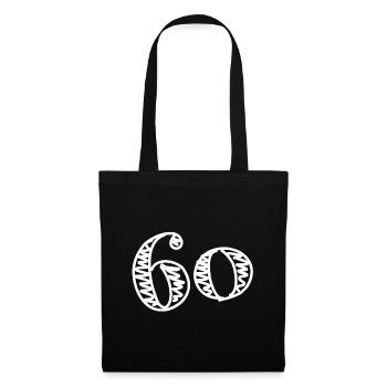 60. 60 ANS. 60e ANNIVERSAIRE. ANNIVERSAIRE 60 ANS. - Sac en tissu - noir - Devant