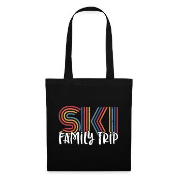 Voyage de ski en familleDesign de rayures arc-en-ciel vibrantes - Sac en tissu - noir - Devant