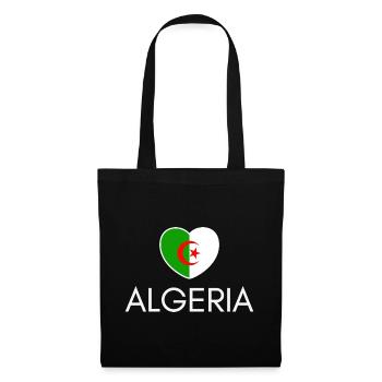 Herz mit Algerien-Flagge, ich liebe Algerien - Stoffbeutel - Schwarz - Vorne