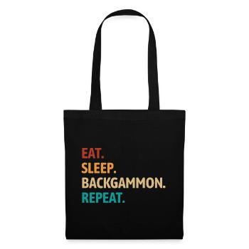 Mange, dors, backgammon, répète | Jeu de société - Sac en tissu - noir - Devant