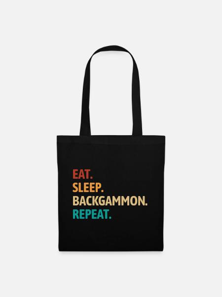 Eat Sleep Backgammon Repeat | Brettspiel - Stoffbeutel - Schwarz