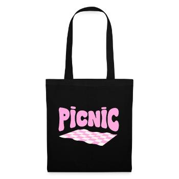Pink checkerboard pastel picnic - Tote Bag - black - Front