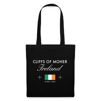 Cliffs of Moher Coordonnées Souvenir de voyage - Sac en tissu - noir - Devant
