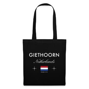 Giethoorn Niederlande Koordinaten Reise Souvenir - Stoffbeutel - Schwarz - Vorne