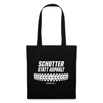Schotter statt Asphalt Gravel Bike Reifen T-Shirt - Stoffbeutel - Schwarz - Vorne