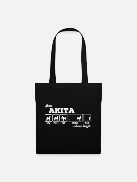 Mein Akita - zuhause klappts - Stoffbeutel - Schwarz