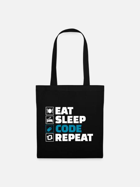 Eat Sleep Code Repeat Developer - Stoffbeutel - Schwarz