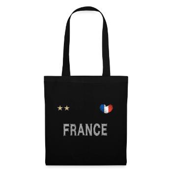Maillot de foot France avec coeur - Sac en tissu - noir - Devant