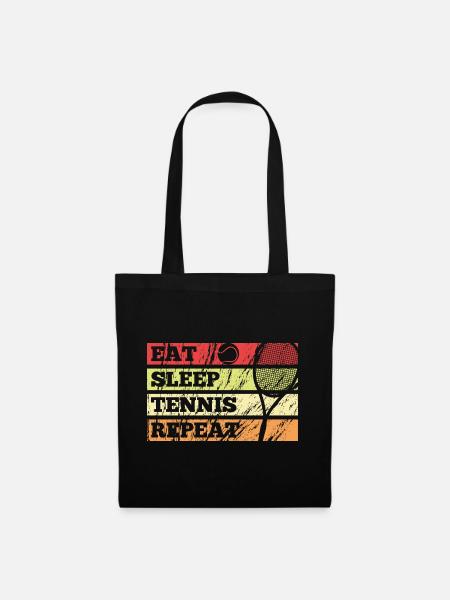 Eat sleep Tennis repeat vintage retro Tennisfan - Stoffbeutel - Schwarz