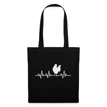 Huhn Hahn Hühner Herzschlag Equalizer Puls EKG - Stoffbeutel - Schwarz - Vorne