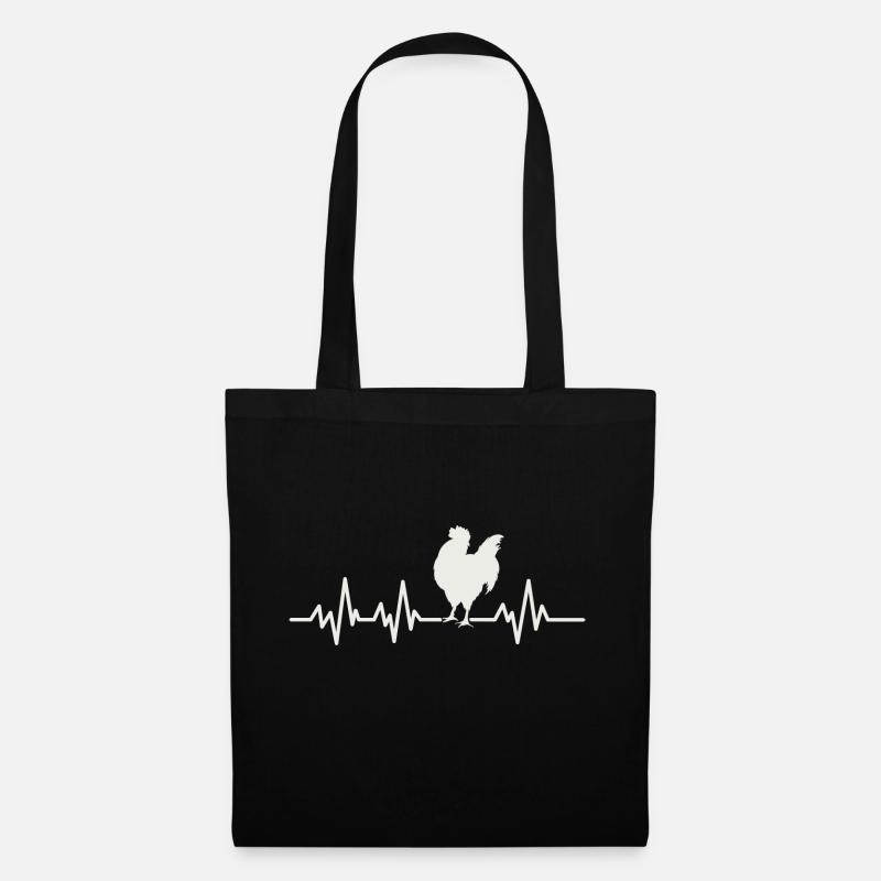 Huhn Hahn Hühner Herzschlag Equalizer Puls EKG - Stoffbeutel - Schwarz