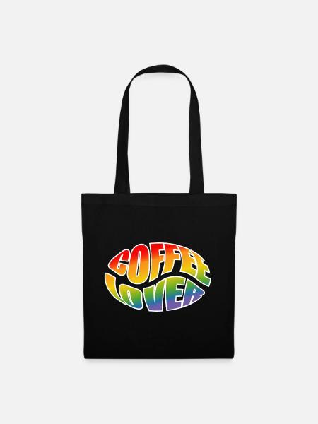 Kaffeebohne coffee lover rainbow black shirt - Stoffbeutel - Schwarz