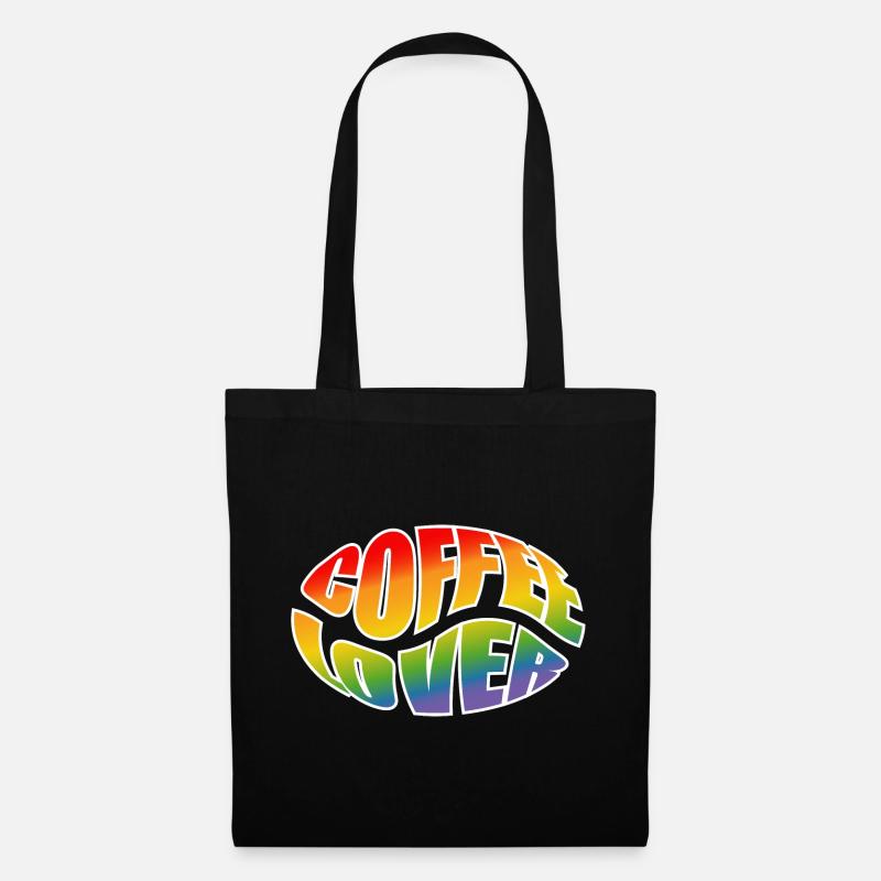 Kaffeebohne coffee lover rainbow black shirt - Stoffbeutel - Schwarz