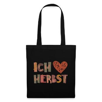 Love Liebe Herbst Dankbarkeit Blätter - Stoffbeutel - Schwarz - Vorne