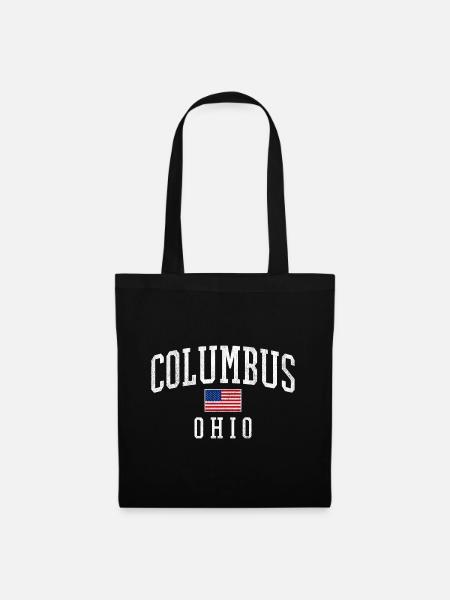 Columbus Ohio Emblem mit US-Flagge - Stoffbeutel - Schwarz