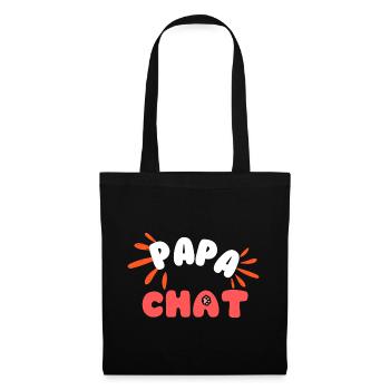 Papa Chat: Logo Amical et Pattes - Sac en tissu - noir - Devant