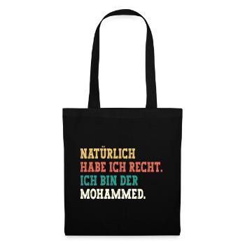 Mohammed Lustiger Spruch Vorname Name Mohammed - Stoffbeutel - Schwarz - Vorne