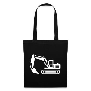 Contours d’une excavatrice : silhouette d’un opérateur d’engin de chantier - Sac en tissu - noir - Devant