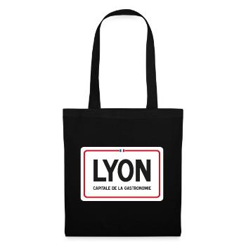 Ortsschild von Lyon - Stoffbeutel - Schwarz - Vorne