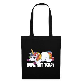 Not not today! Niedliches faules buntes Einhorn - Stoffbeutel - Schwarz - Vorne