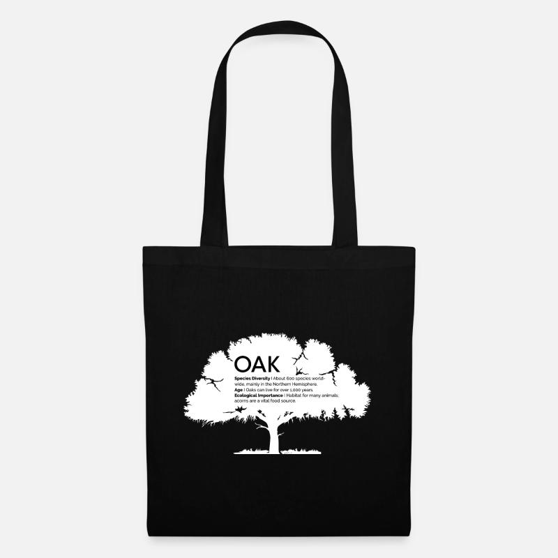 OAK Eichen mit Informationen Naturschutz Baum Wald - Stoffbeutel - Schwarz