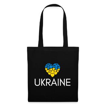 Herz mit der ukrainischen Flagge, ich liebe die Ukraine - Stoffbeutel - Schwarz - Vorne