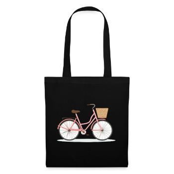 Pink Bicycle with Basket - Tote Bag - black - Front