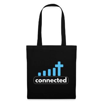 Connected - Kreuz -Verbindung zu Gott - christlich - Stoffbeutel - Schwarz - Vorne